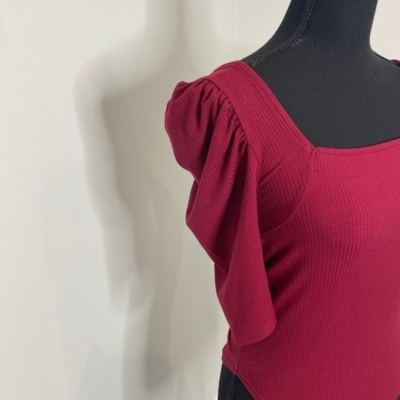 We The Free Red Night Lily Womens Ribbed Square Neck Cropped - Picture 6 of 8